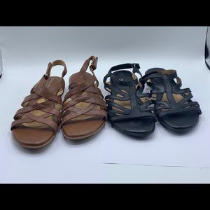 2 Naturalizer sandals, size 9.5, flat black brown